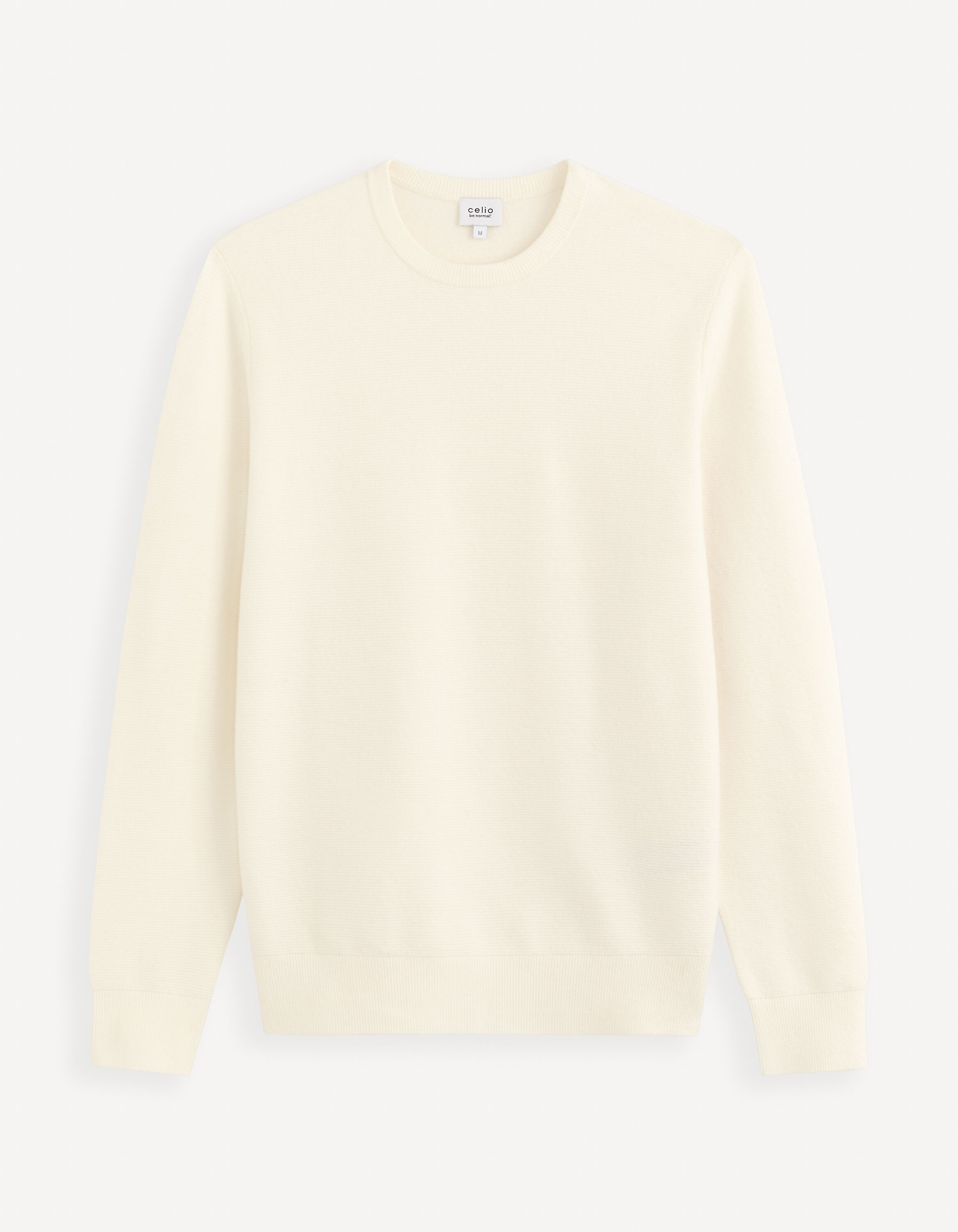 Pull col rond coton m&eacute;lang&eacute; - beige