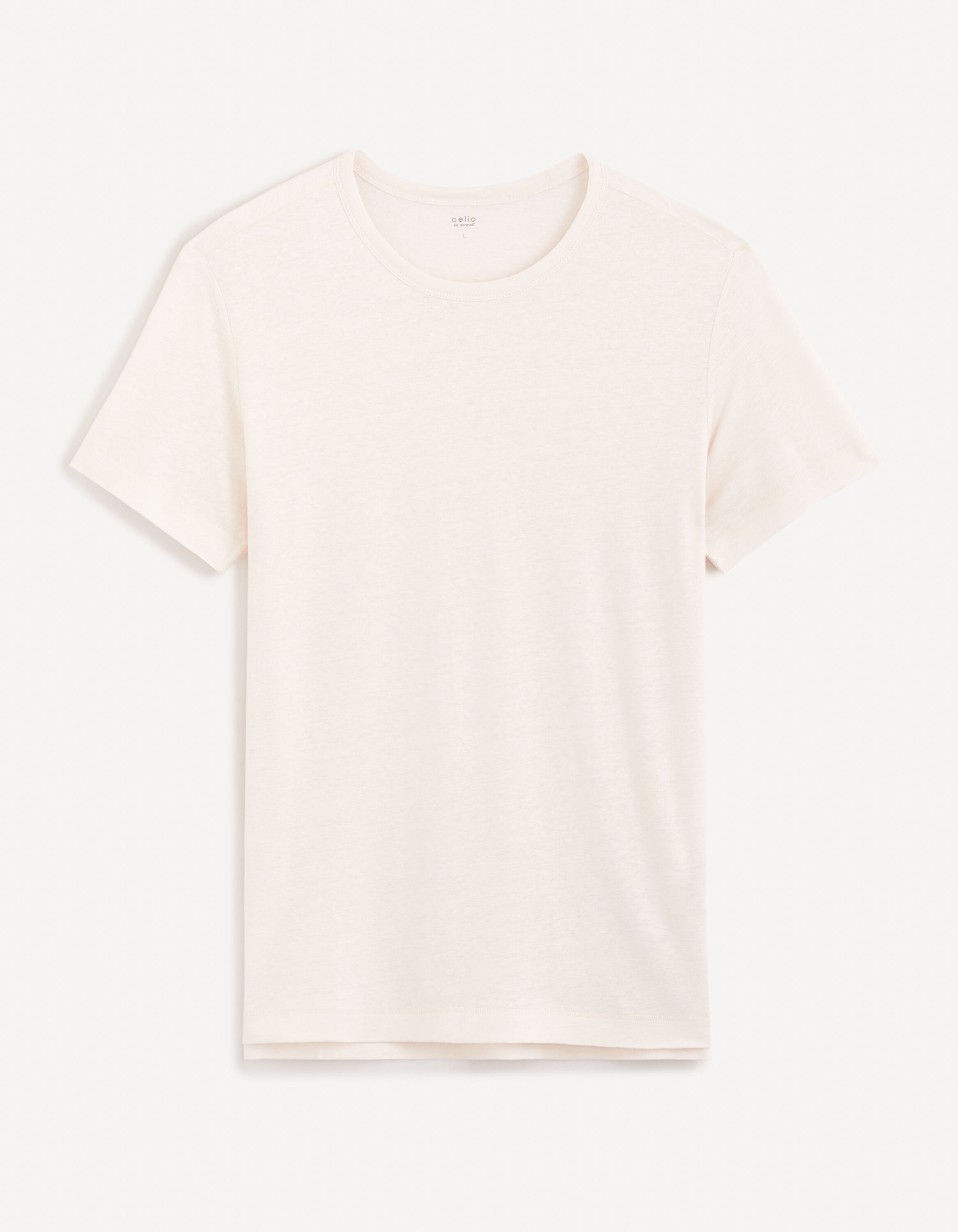 T-shirt col rond lin m&eacute;lang&eacute; -beige
