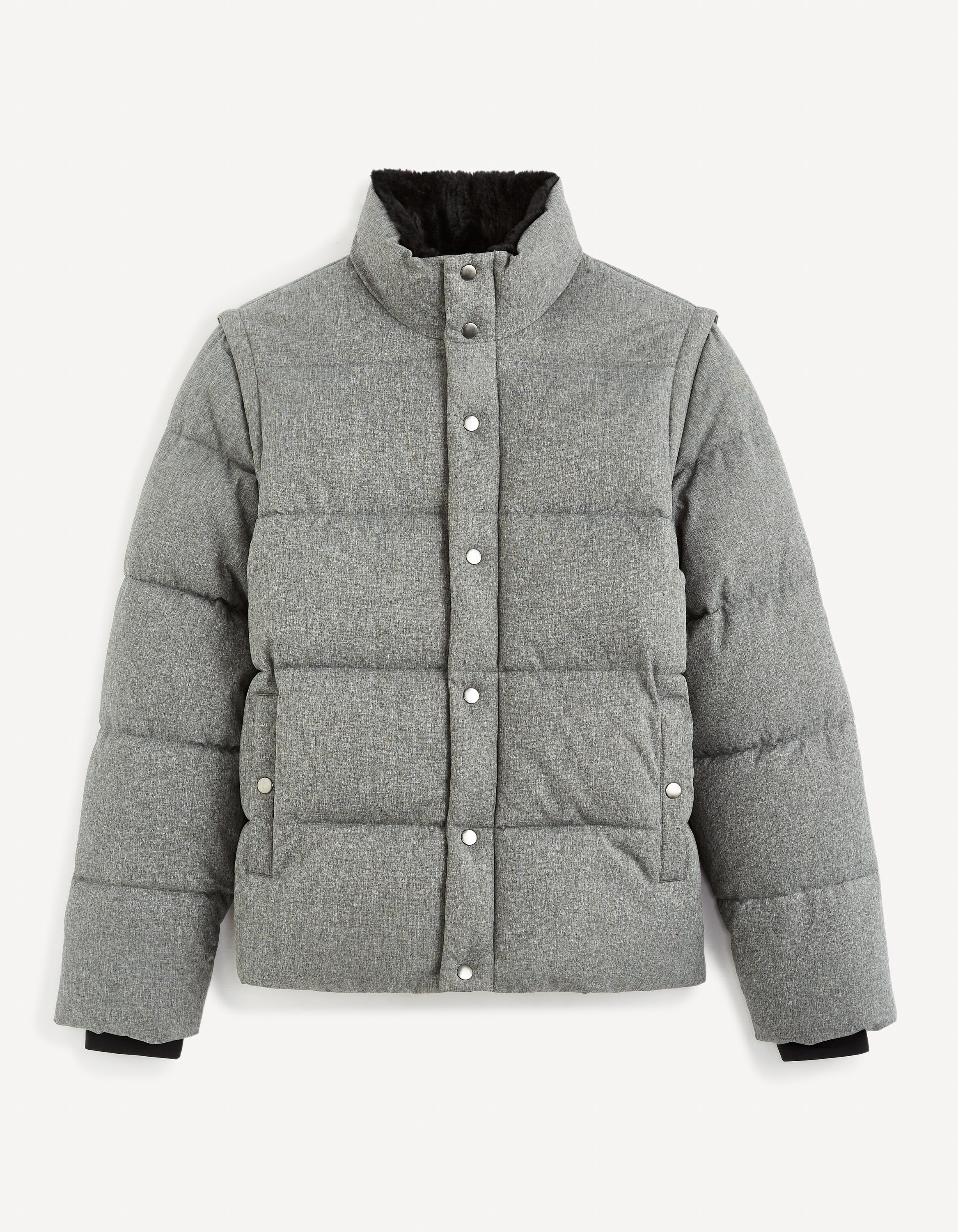Doudoune chaude manches amovibles - gris