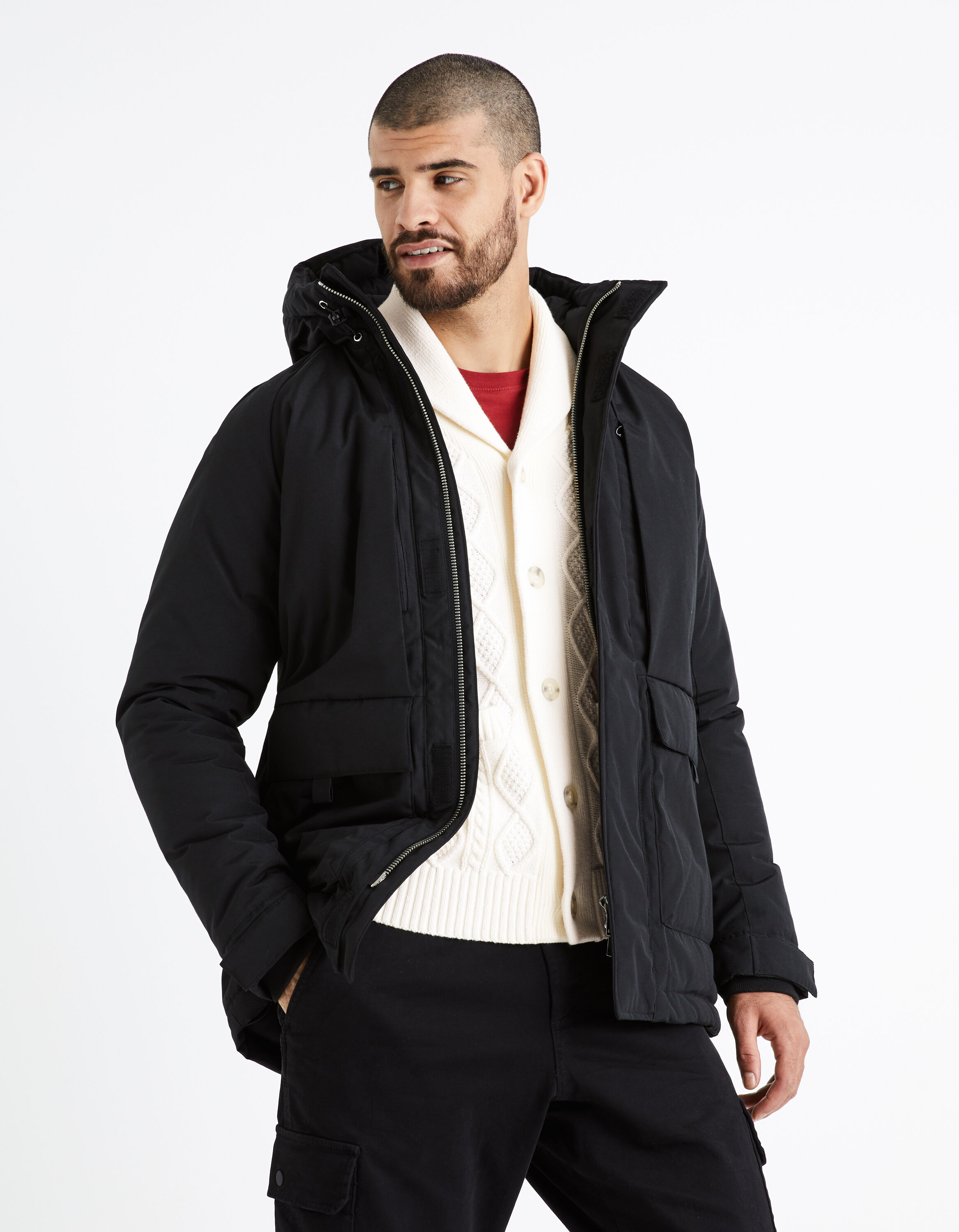 Parka &agrave; capuche - noir