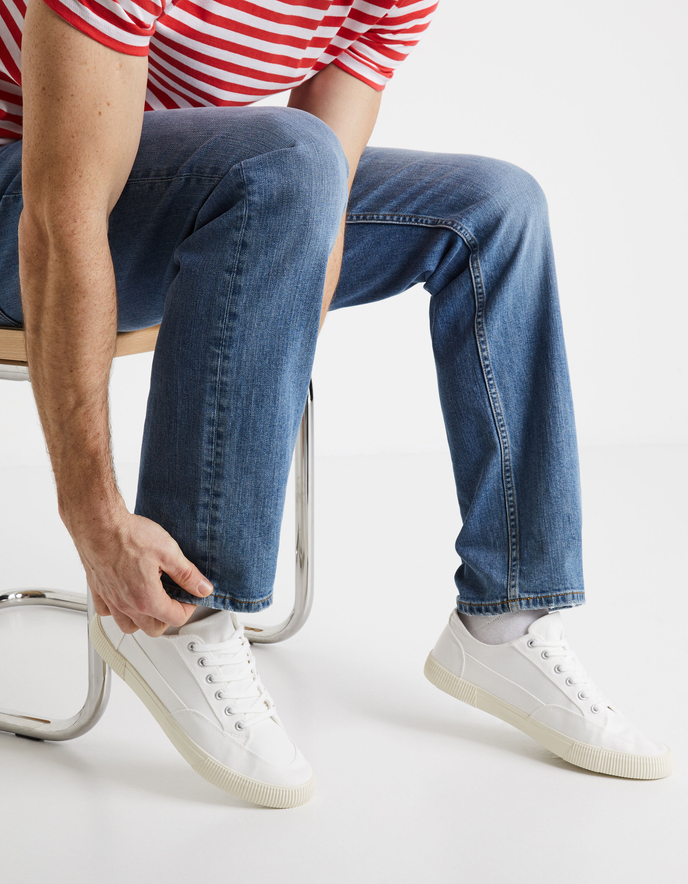 Basket coton m&eacute;lang&eacute; - blanche