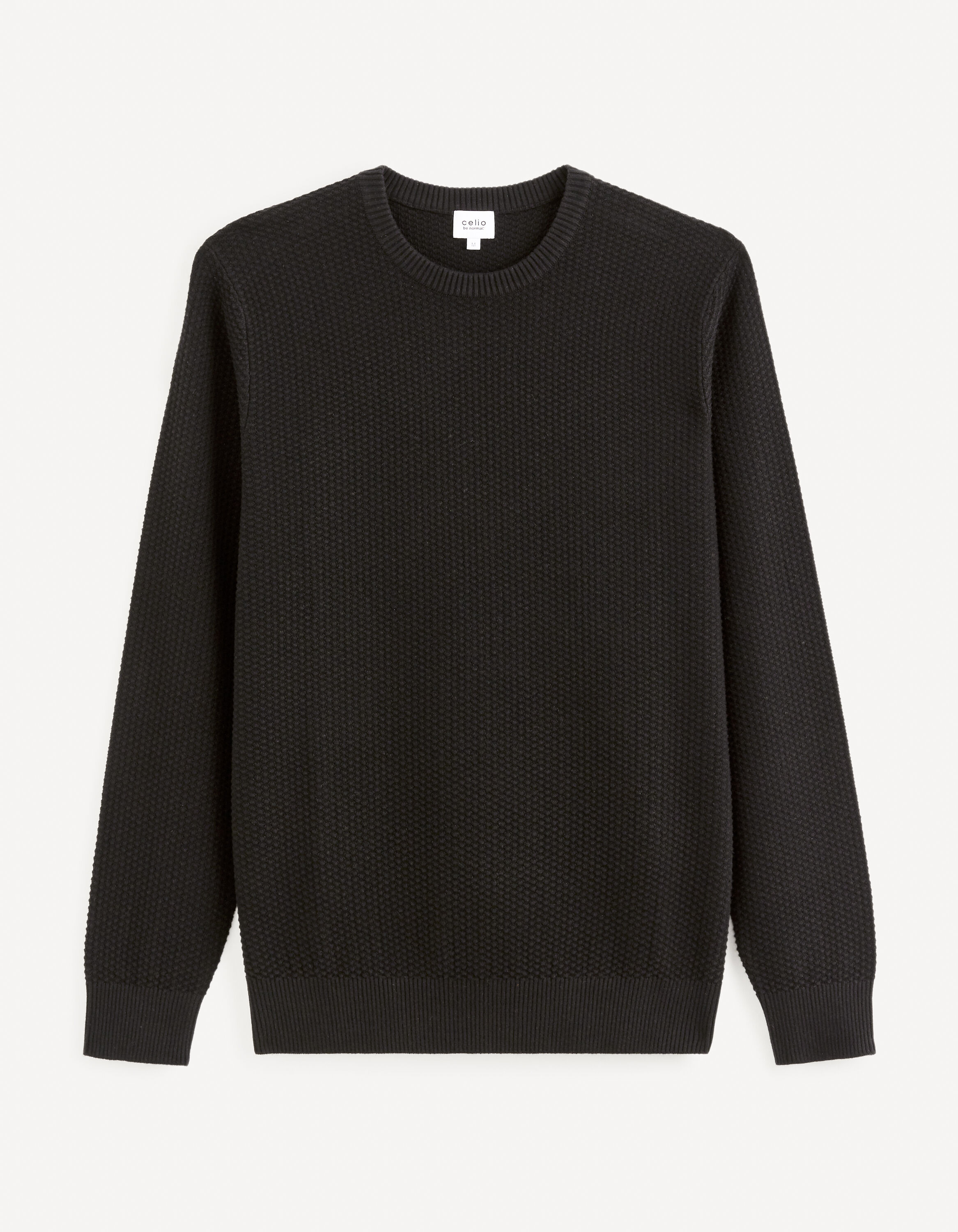 Pull col rond 100% coton - noir