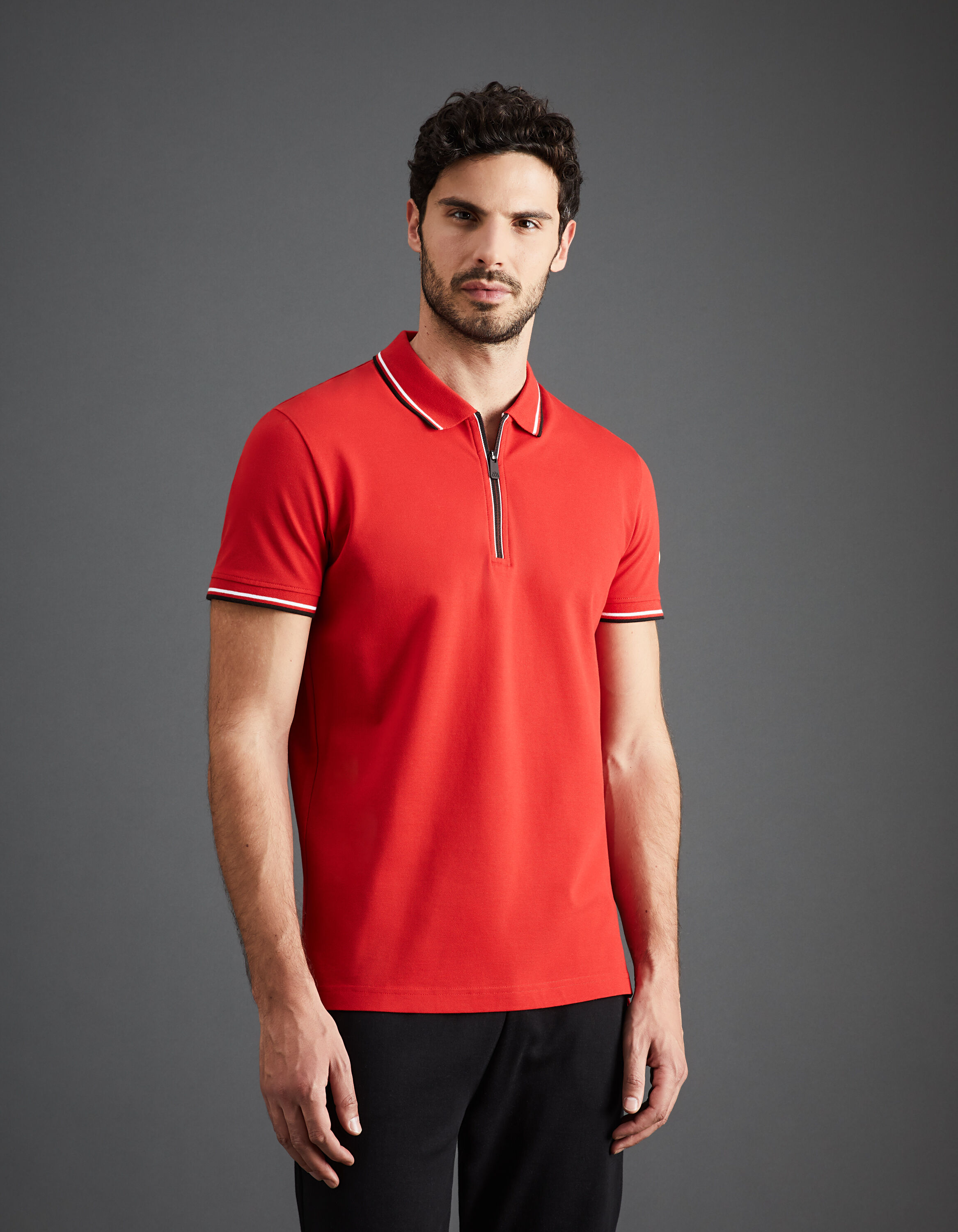 Chamonix-Mont-Blanc - Polo zipp&eacute; rouge