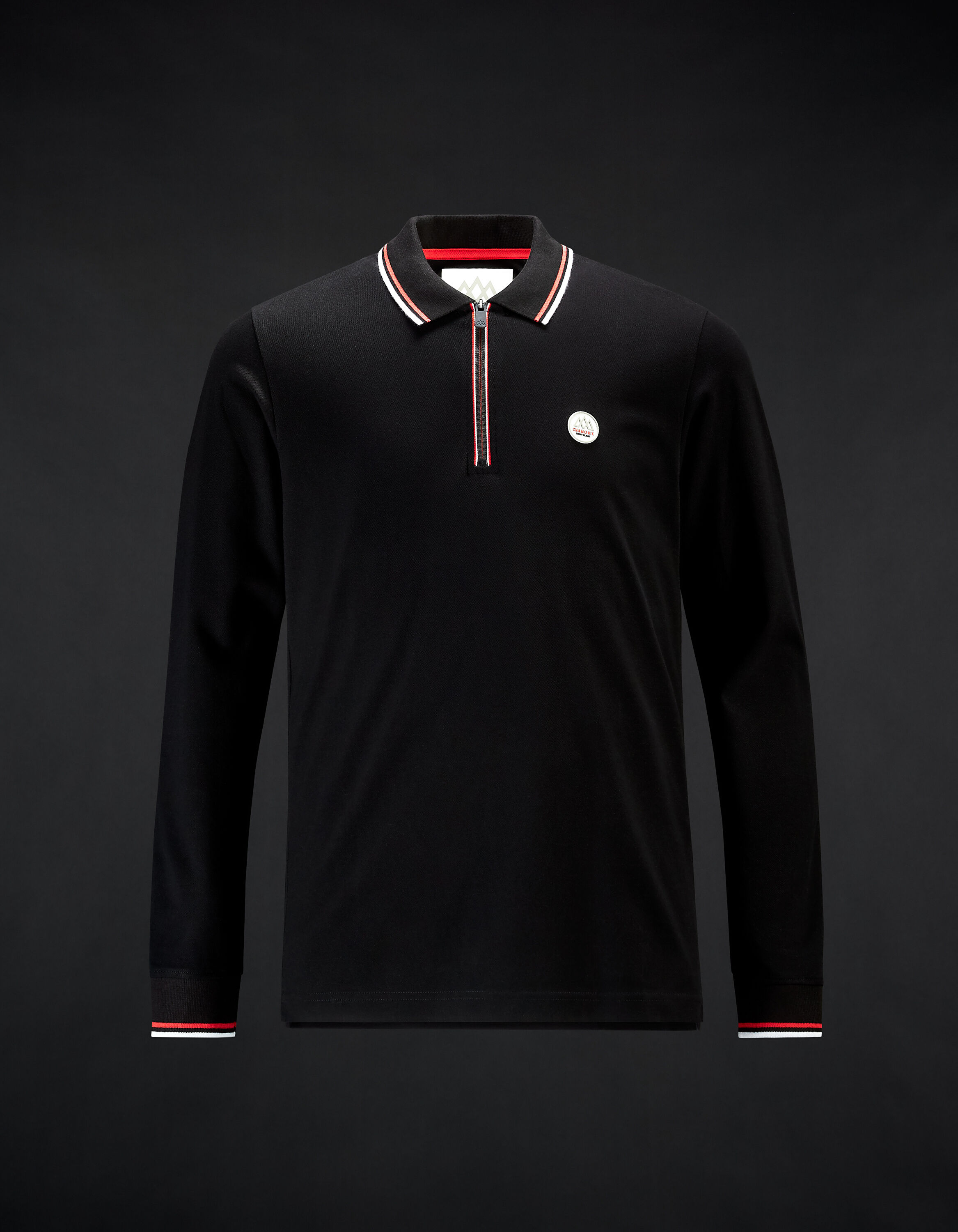 Chamonix-Mont-Blanc - Polo zipp&eacute; manches longues noir