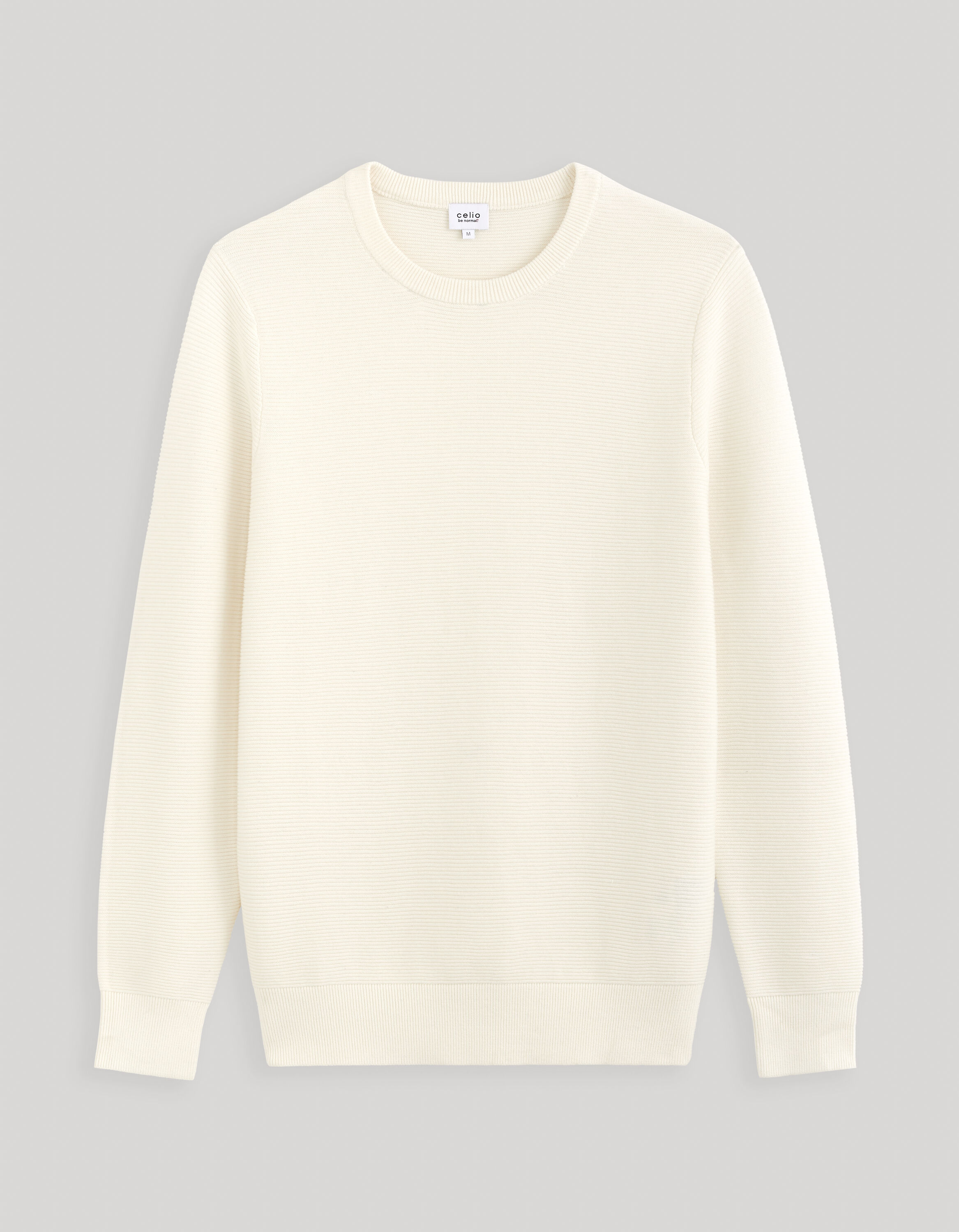 Pull col rond 100% coton - beige