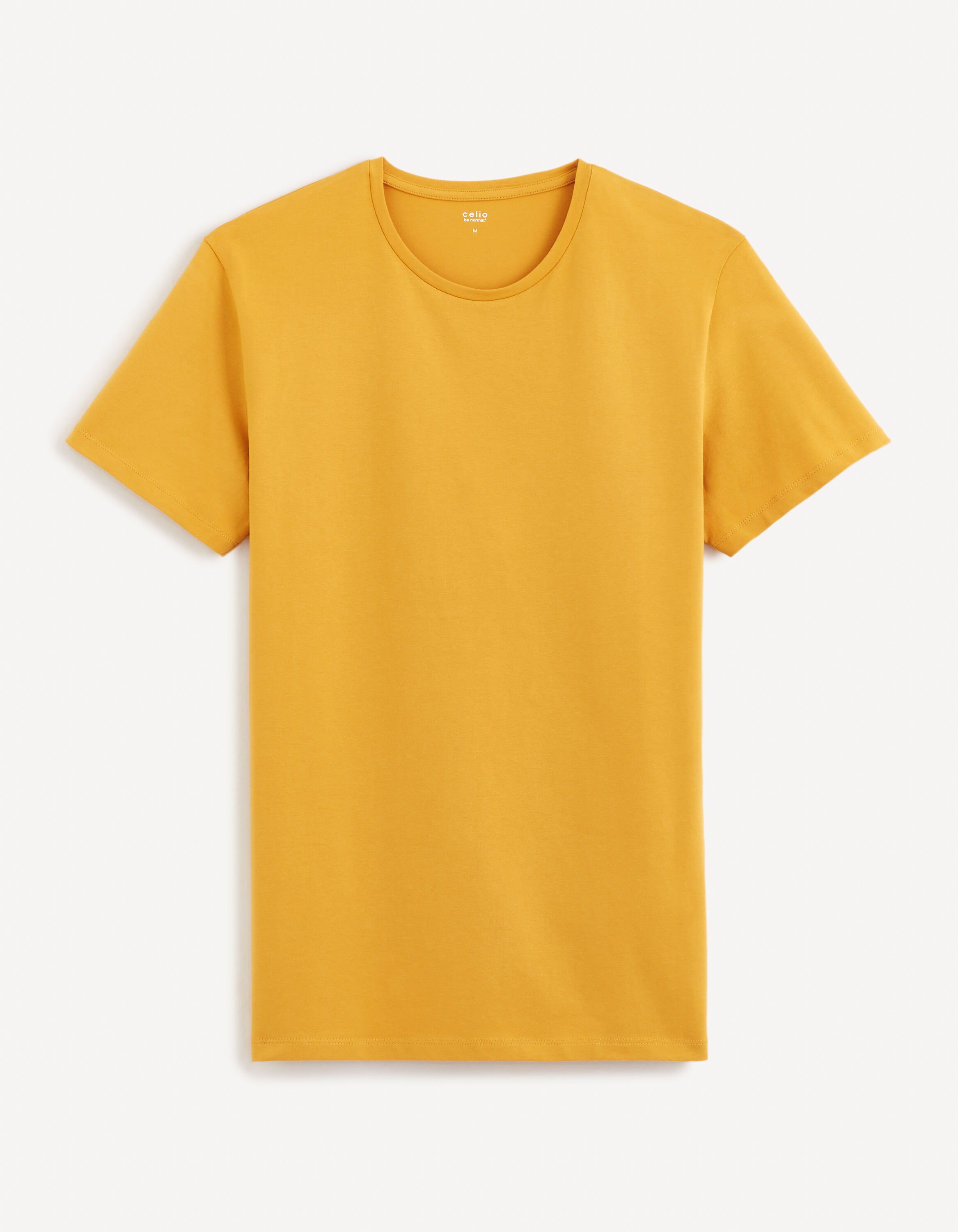 T-shirt col rond coton stretch - jaune