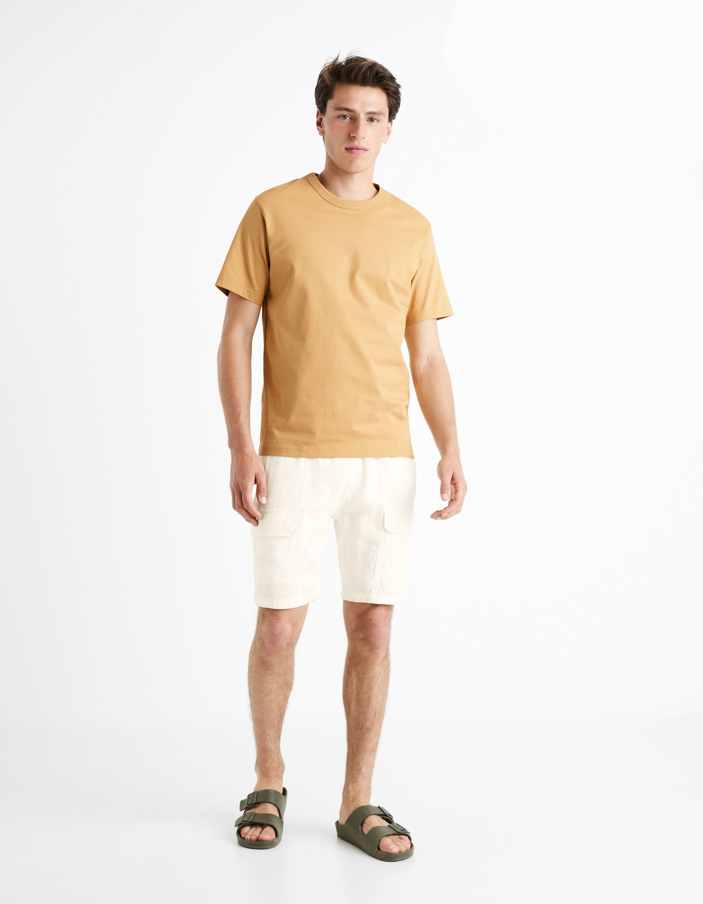 T-shirt boxy 100% coton - camel