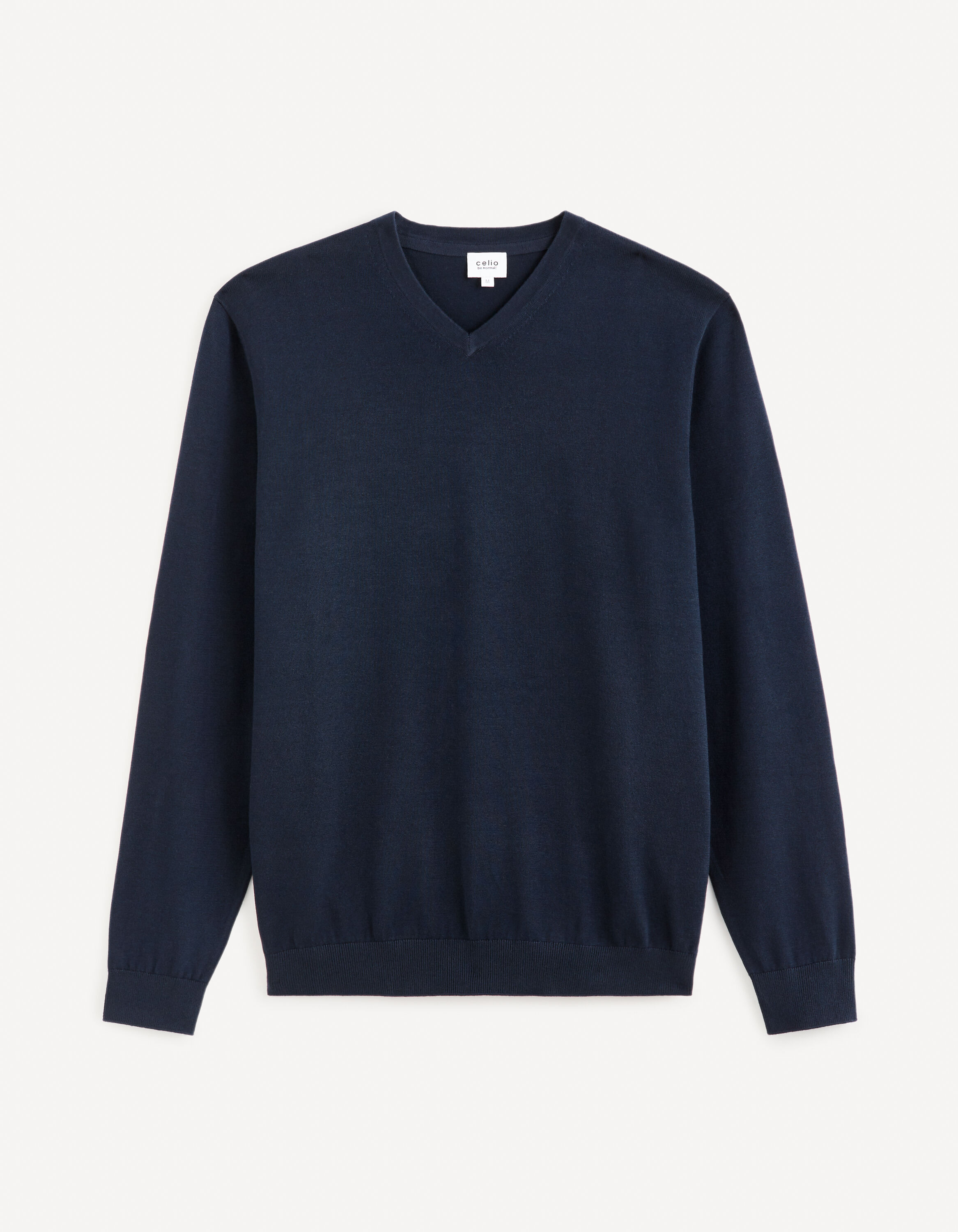 Pull col V 100% coton - marine