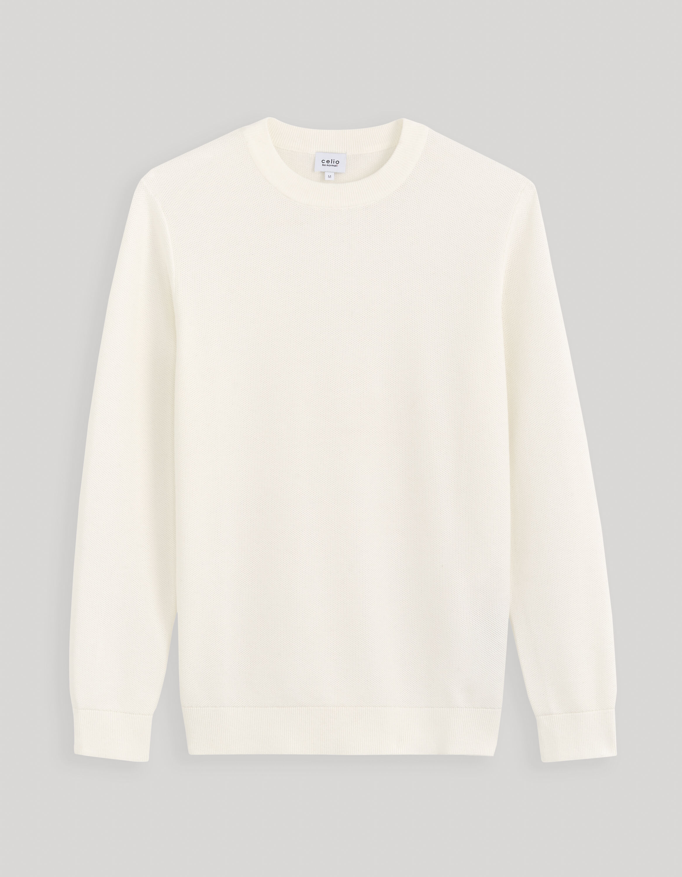 Pull col rond 100% coton - beige