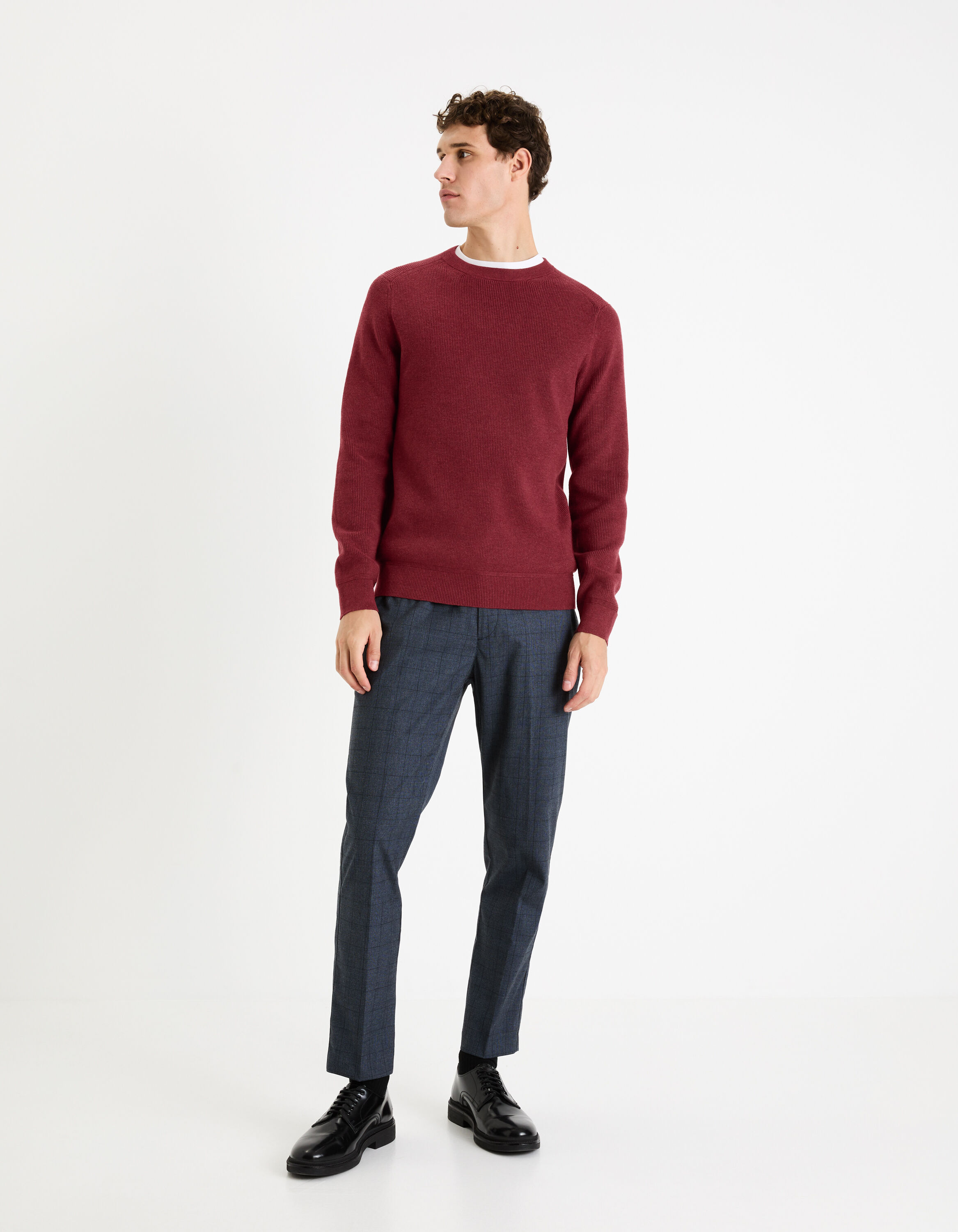 Pull col rond - rouge