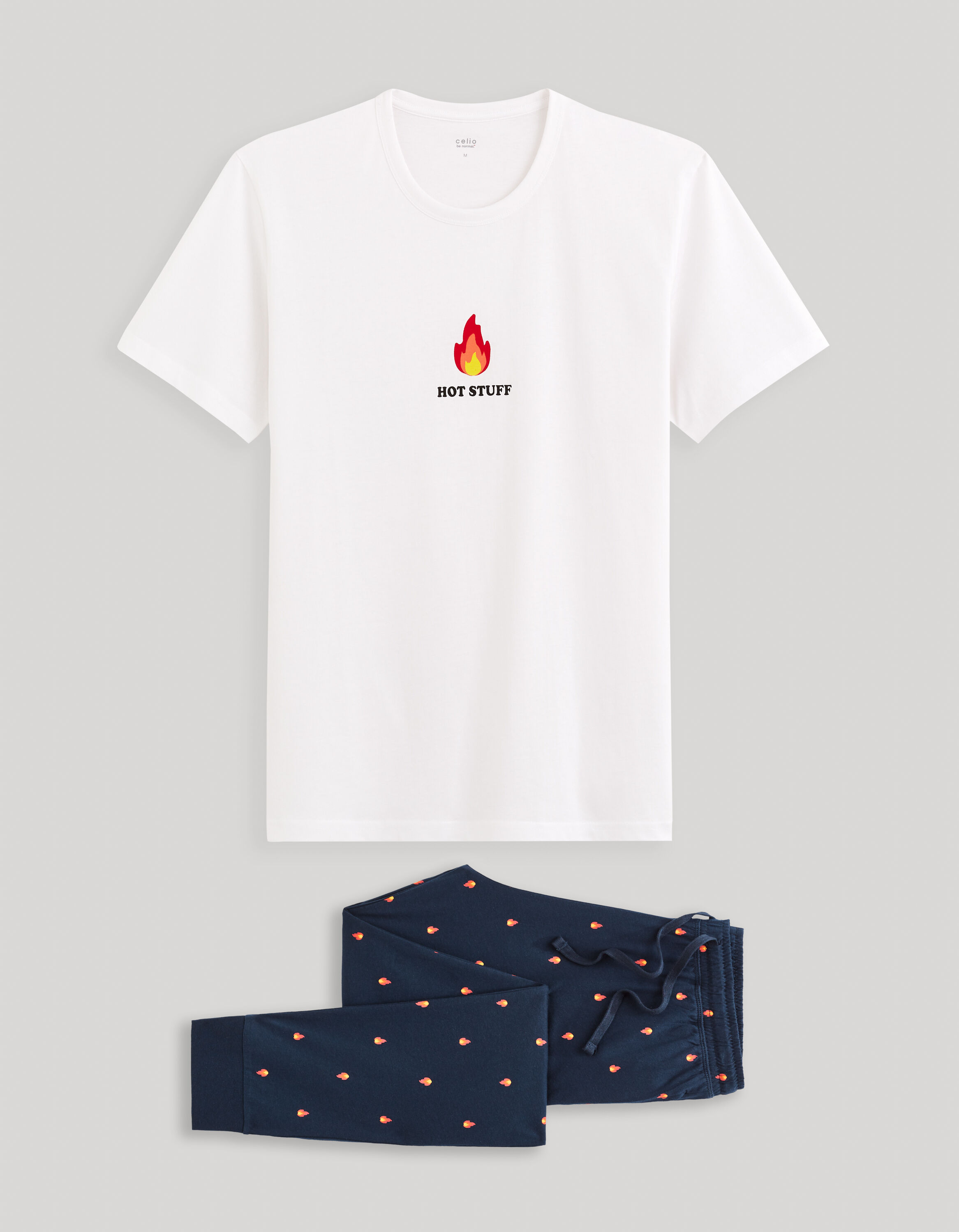 Pyjama 100% coton - blanc et marine