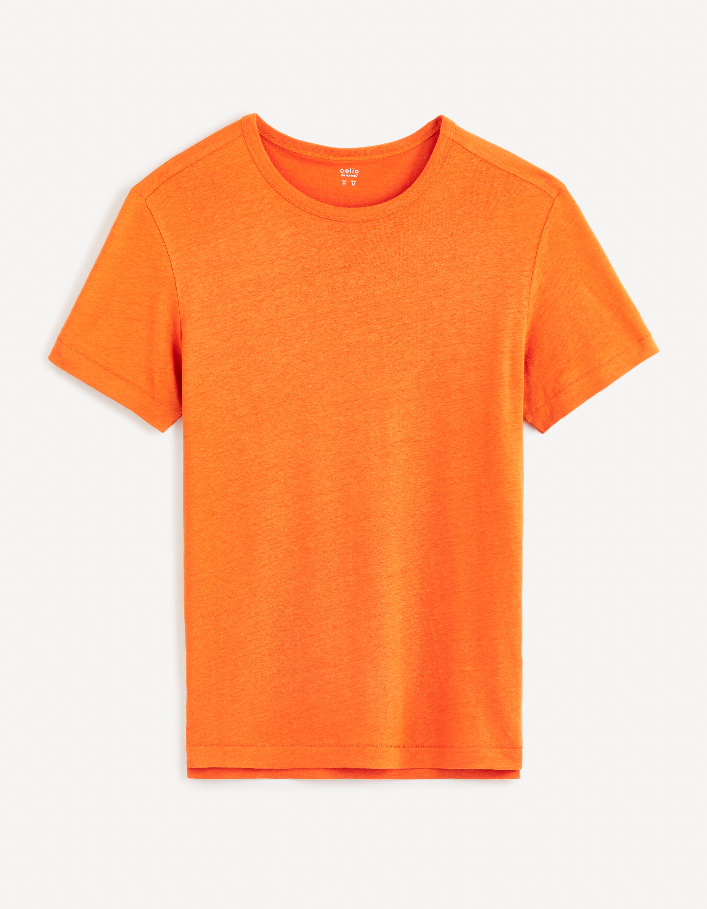 T-shirt col rond lin m&eacute;lang&eacute; -orange
