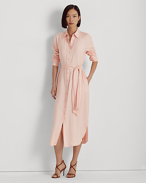 Belted Logo Jacquard Shirtdress