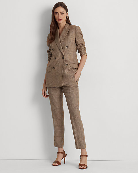 Glen Plaid Linen Ankle Pant