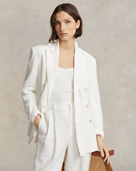 Double-Breasted Linen Blazer