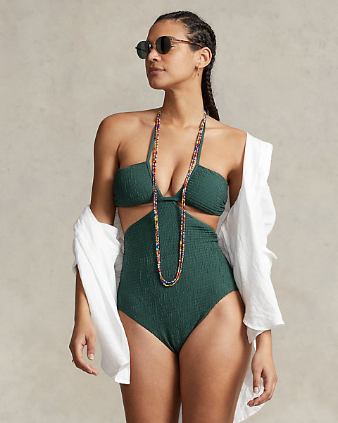 Cutout One-Piece Halter Swimsuit