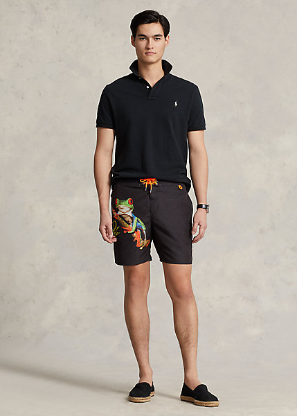 7.25-Inch Palm Island Print Swim Trunk