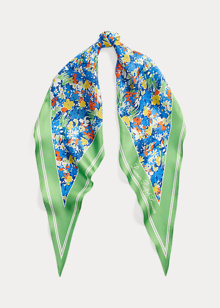 Ava Floral Silk Twill Diamond Scarf