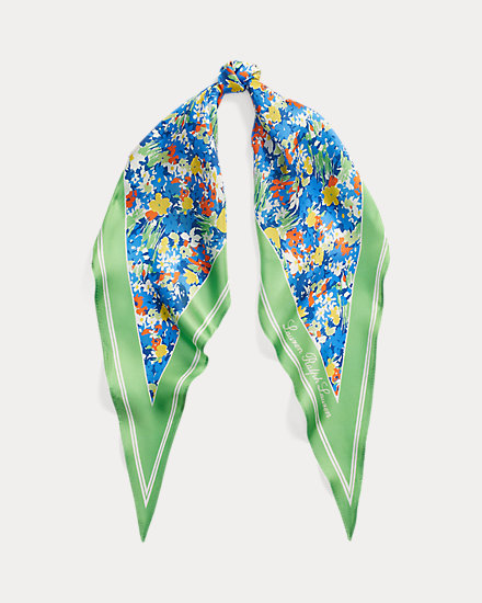 Ava Floral Silk Twill Diamond Scarf