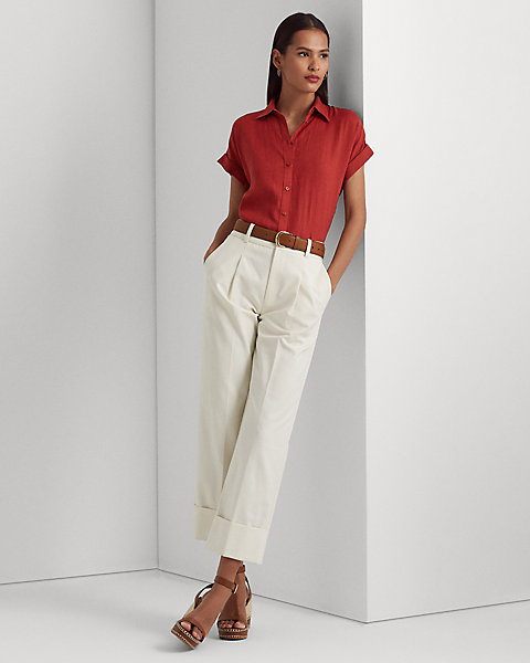 Double-Faced Stretch Cotton Ankle Pant