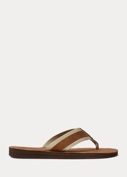 Grosgrain-Trim Suede Flip-Flop