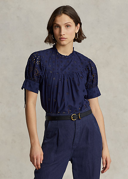 Eyelet-Embroidered Cotton Top