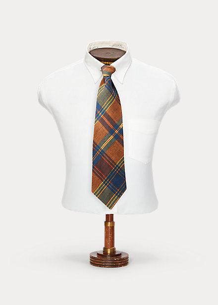 Handmade Madras-Print Linen Tie