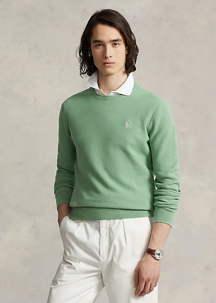 Textured Cotton Crewneck Sweater
