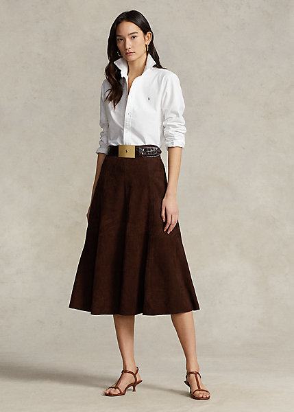Lamb-Suede A-Line Skirt