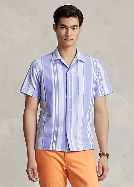 Classic Fit Striped Oxford Camp Shirt