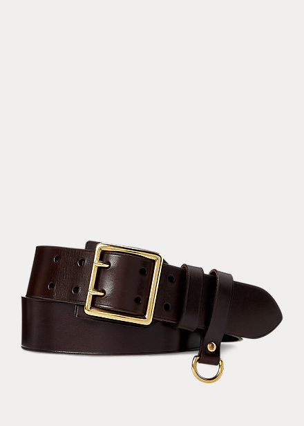 Double-Prong Buckle Leather Belt