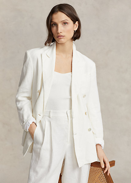 Double-Breasted Linen Blazer