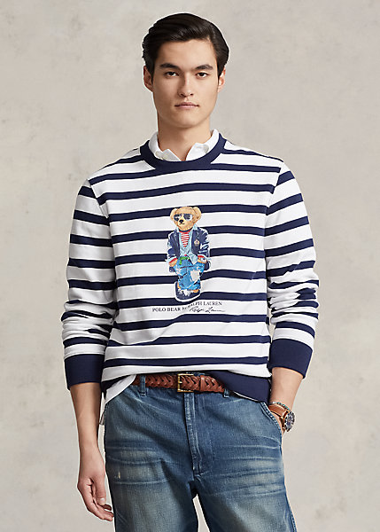 Polo Bear Striped Fleece Sweatshirt