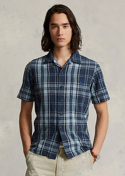 Classic Fit Plaid Poplin Camp Shirt