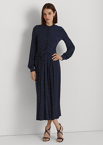 Polka-Dot Stretch Jersey Shirtdress