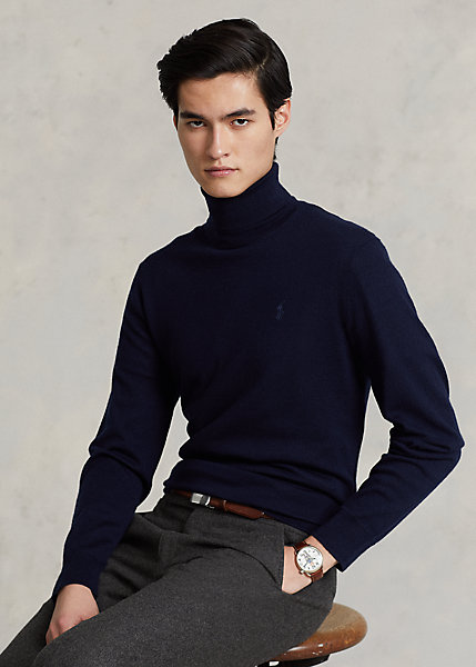 Washable Wool Turtleneck Sweater