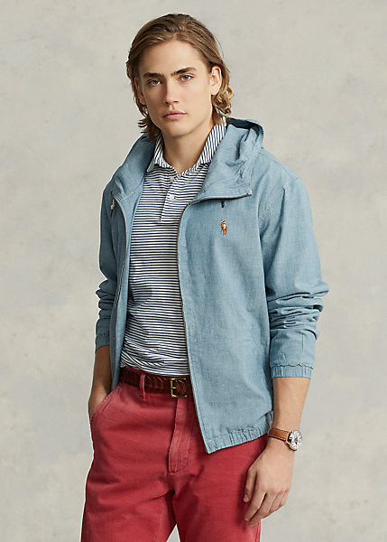 Indigo Chambray Hooded Jacket