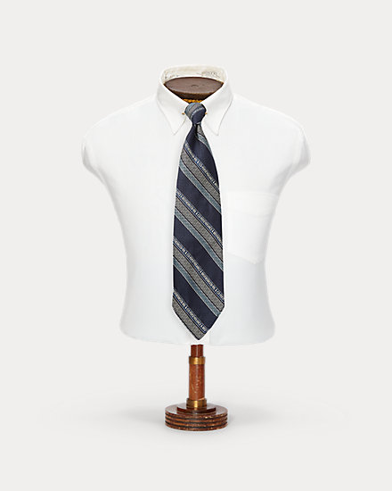 Handmade Logo-Stripe Silk Tie