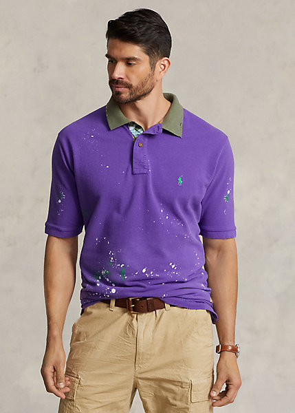 Distressed Mesh Polo Shirt