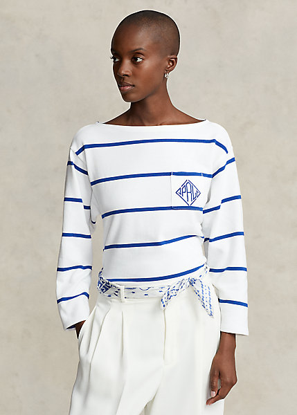 Monogram-Logo Striped Jersey Tee