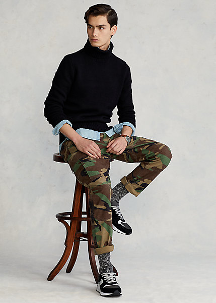 Slim Fit Camo Canvas Cargo Pant
