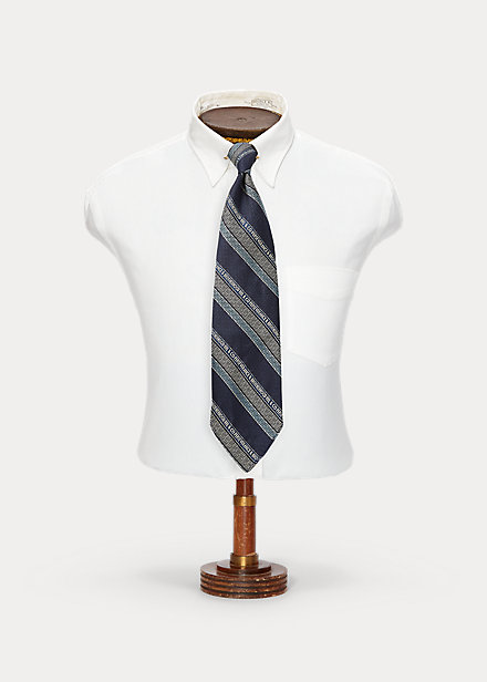 Handmade Logo-Stripe Silk Tie