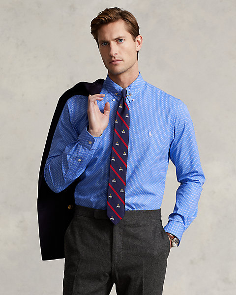 Classic Fit Print Stretch Poplin Shirt