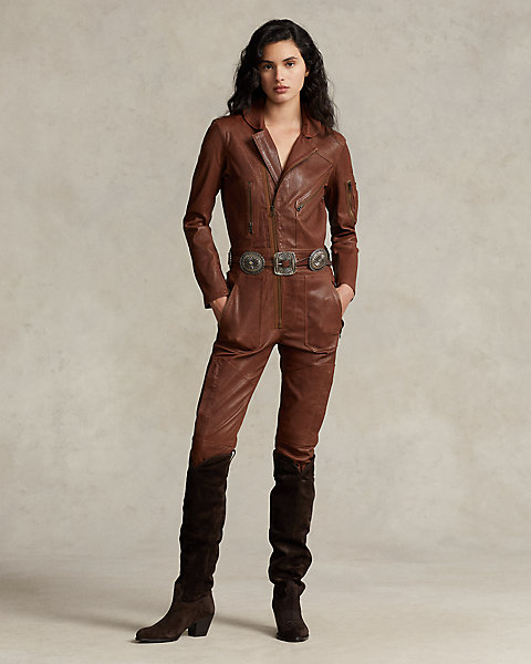 Slim Fit Lambskin Jumpsuit