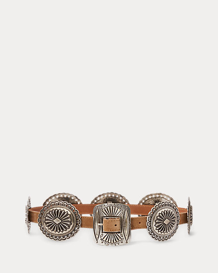 Metal-Accent Suede Belt