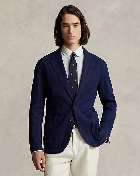 Linen-Blend Herringbone Sport Coat
