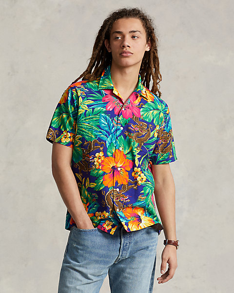 Classic Fit Tropical Oxford Camp Shirt
