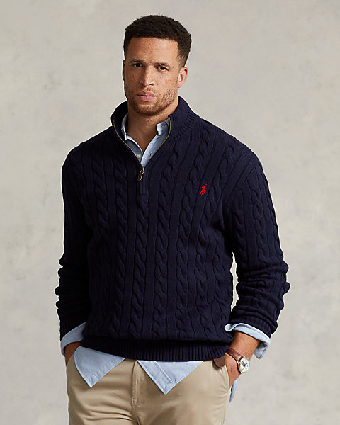 Cable-Knit Cotton Quarter-Zip Sweater