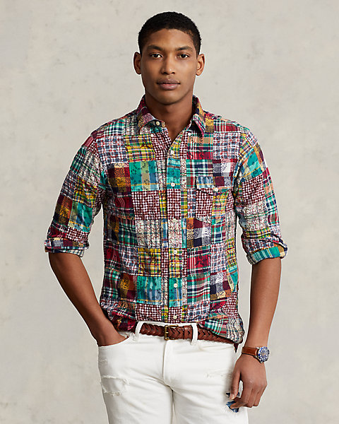 Classic Fit Patchwork Madras Shirt
