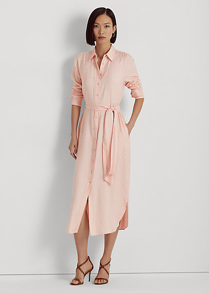 Belted Logo Jacquard Shirtdress